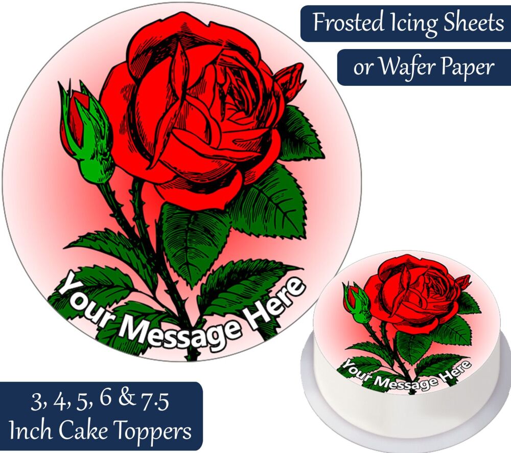 Red Rose Personalised Cake Topper