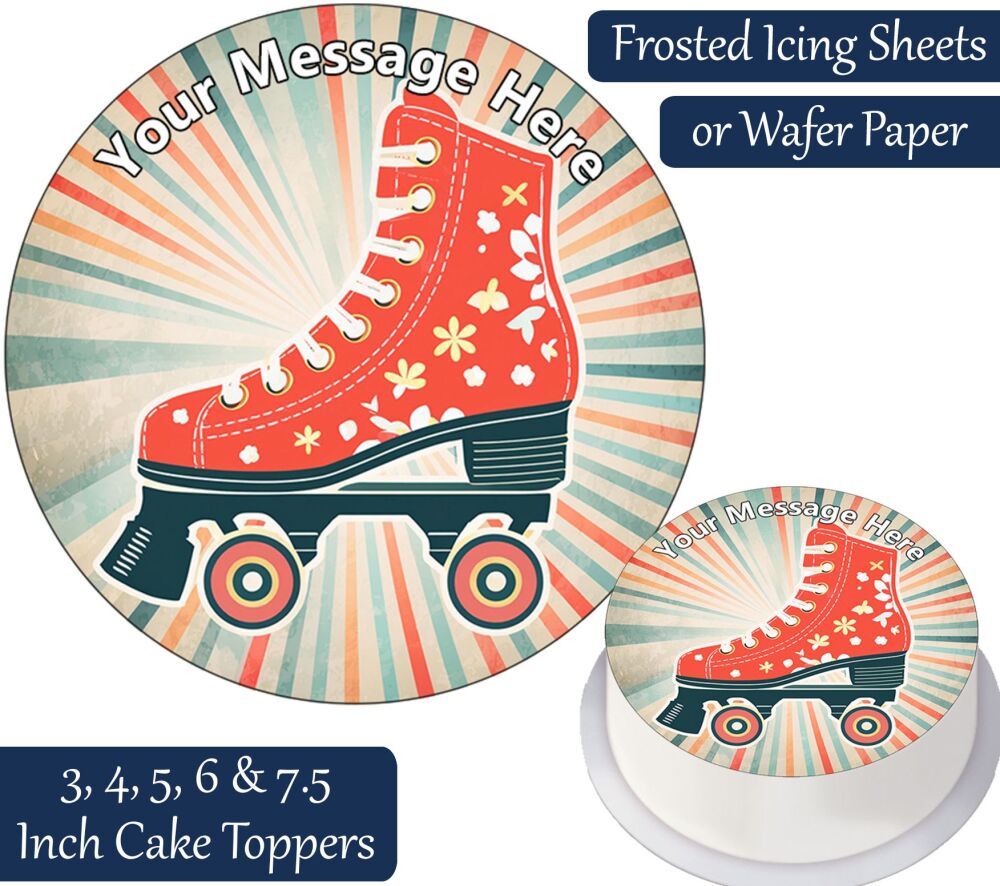 Retro Roller Skates Disco Personalised Cake Topper
