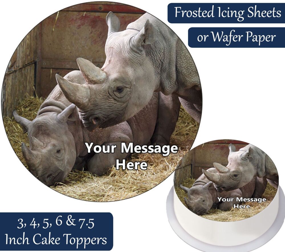 Rhino Couple Personalised Cake Topper