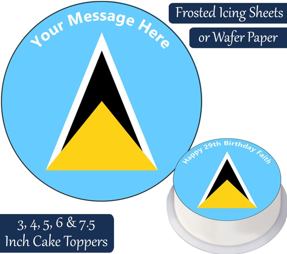 Saint Lucia Flag Personalised Cake Topper
