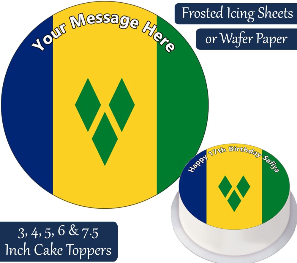 Saint Vincent & Grenadines Flag Personalised Cake Topper