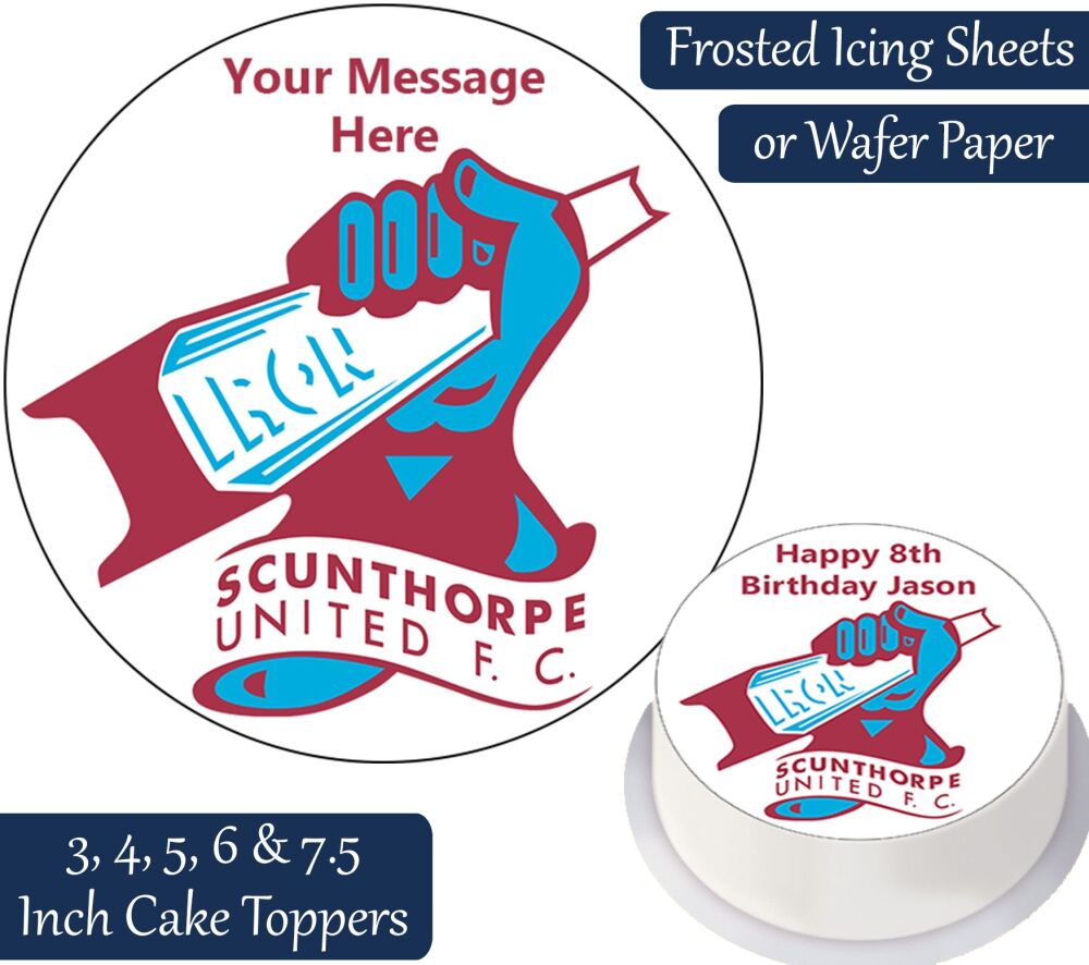 Scunthorpe United Football Personalised Cake Topper