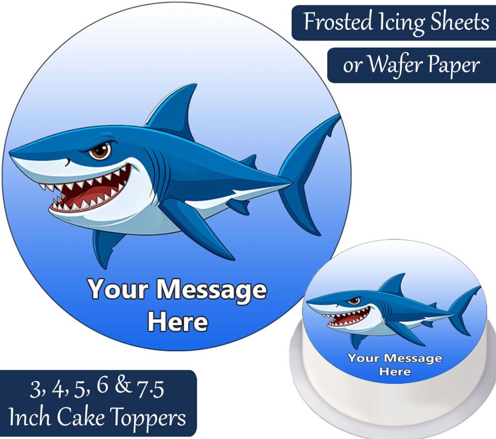Shark Cartoon Personalised Cake Topper