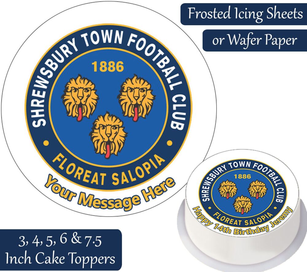 Shrewsbury Town Football Personalised Cake Topper