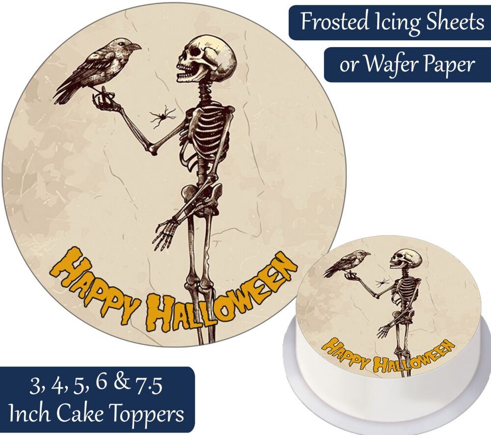 Skeleton Crow Personalised Cake Topper