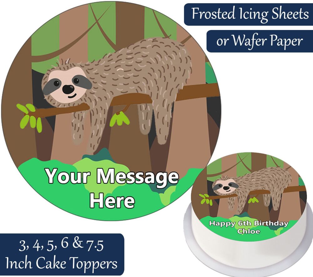 Sloth Cartoon Personalised Cake Topper