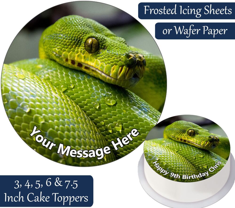 Snake Green Python Personalised Cake Topper
