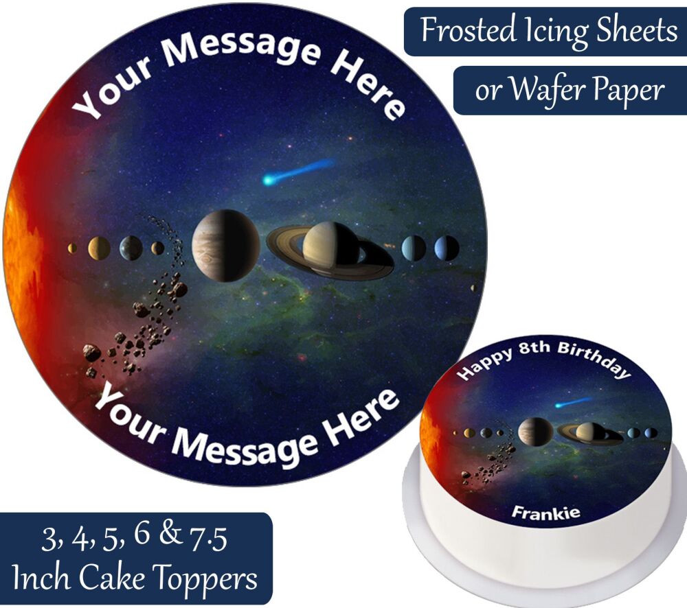 Space Solar System Planets Personalised Cake Topper