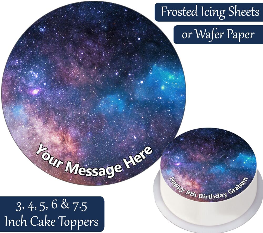 Space Stars Nebula Personalised Cake Topper