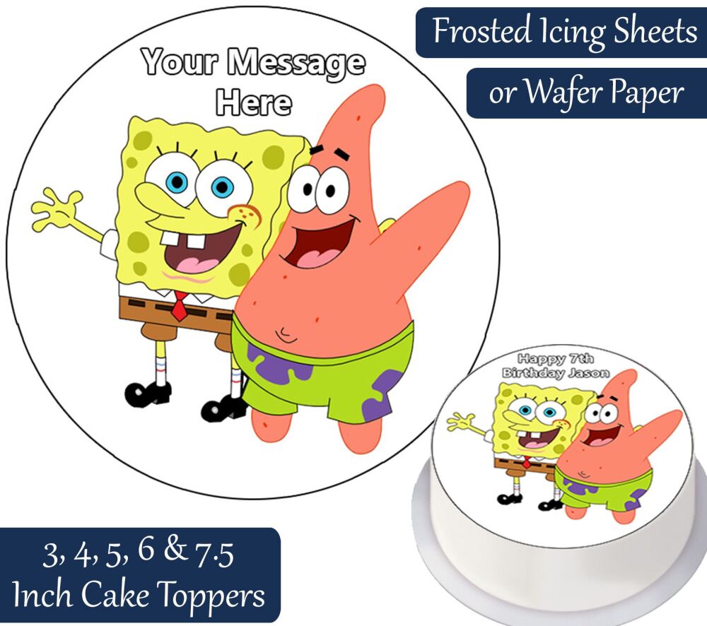 Spongebob & Patrick Plain Personalised Cake Topper