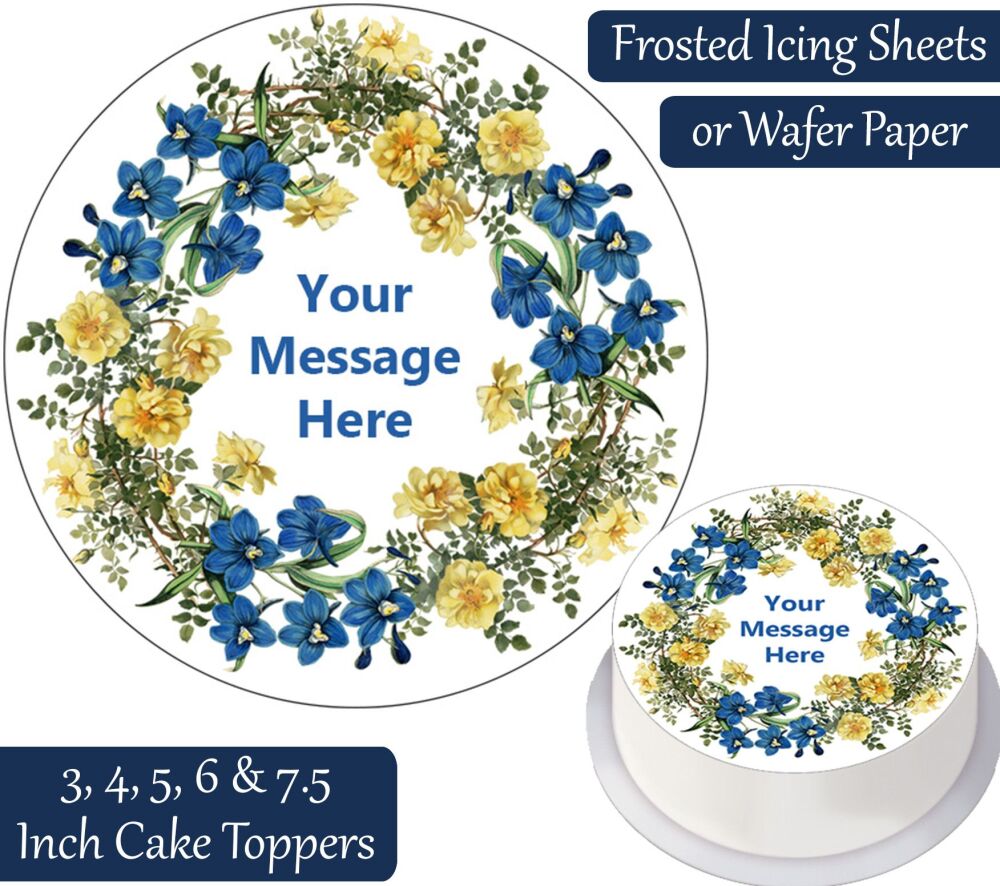 Spring Flowers Wreath Personalised Cake Topper