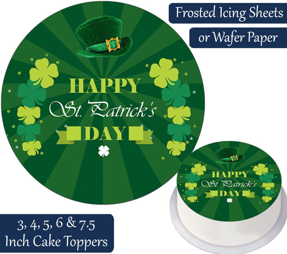 St Patrick's Day Green Hat Personalised Cake Topper