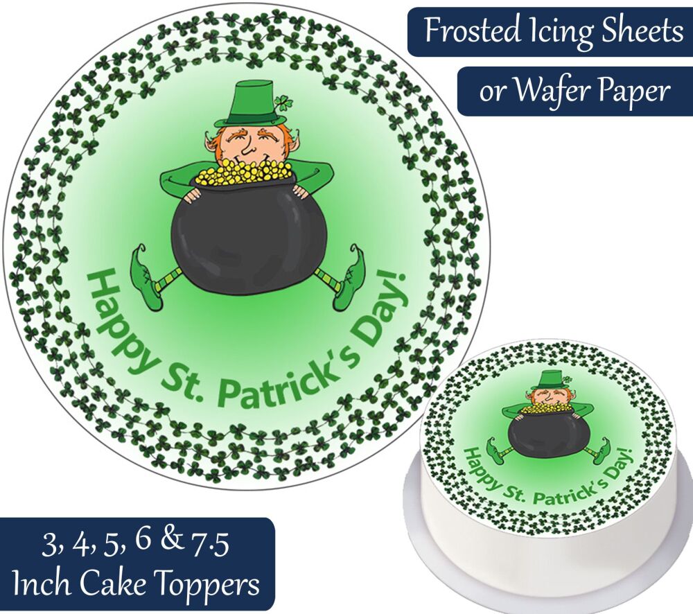 St Patrick's Day Leprechaun Personalised Cake Topper