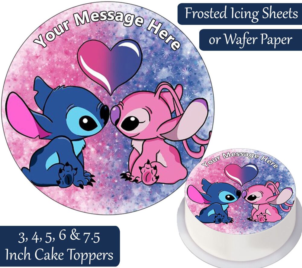 Stitch and Angel Personalised Cake Topper