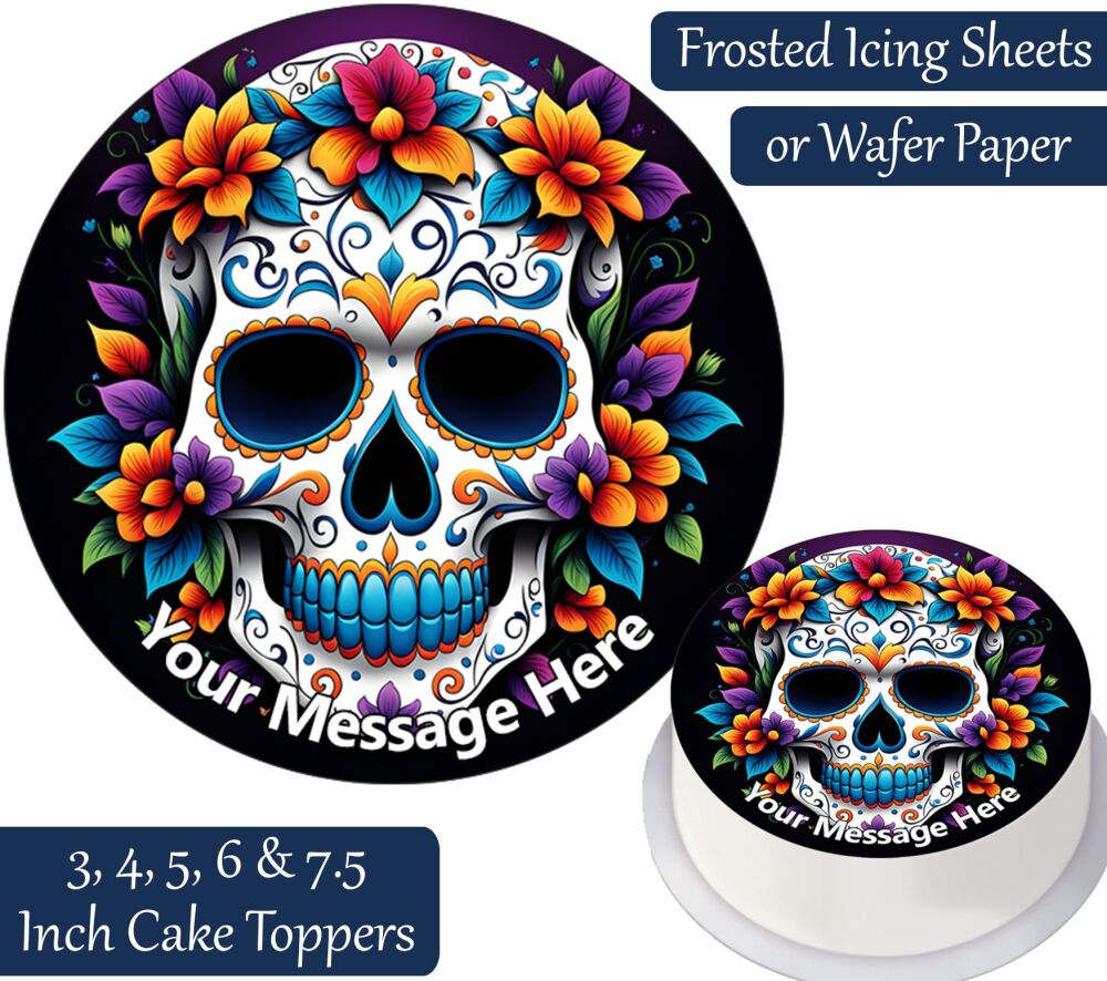 Sugar Skull Rainbow Personalised Cake Topper