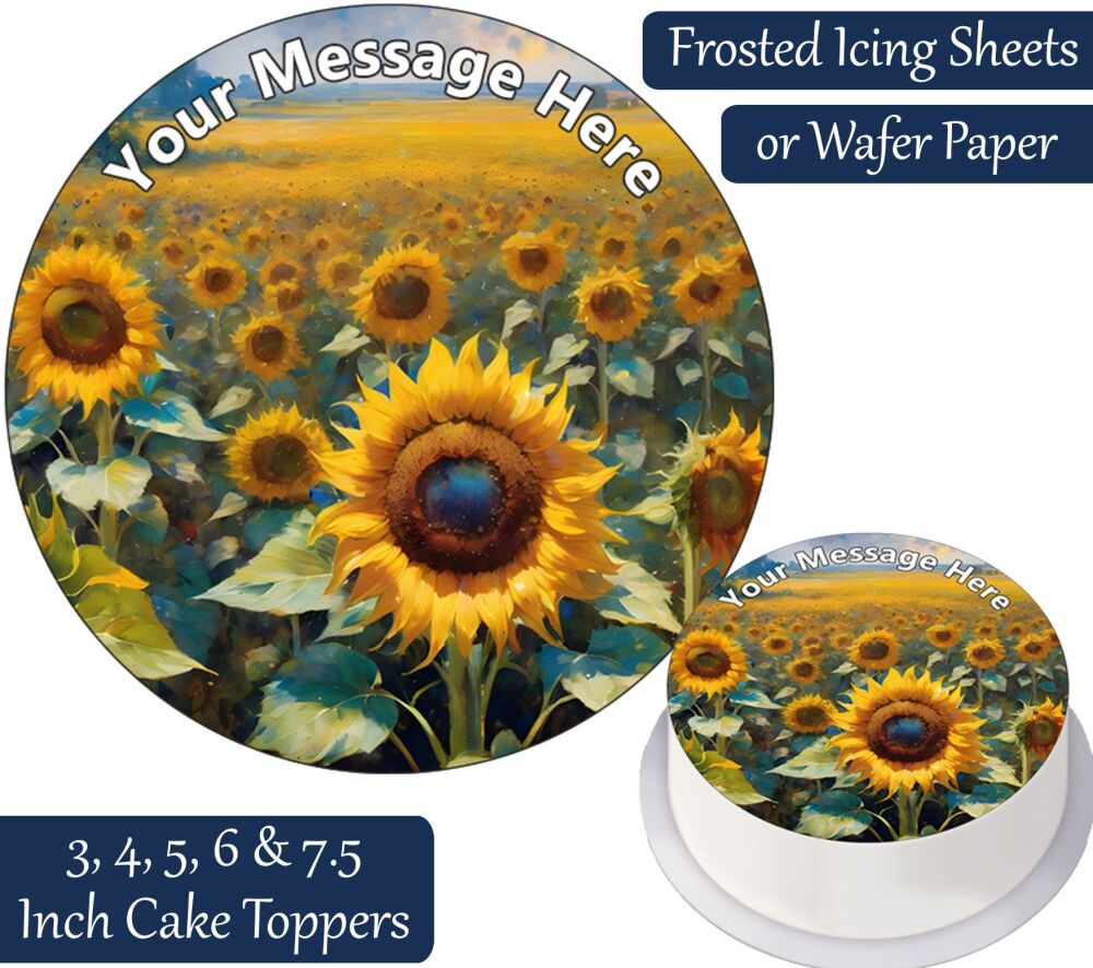 Sunflower Field Personalised Cake Topper