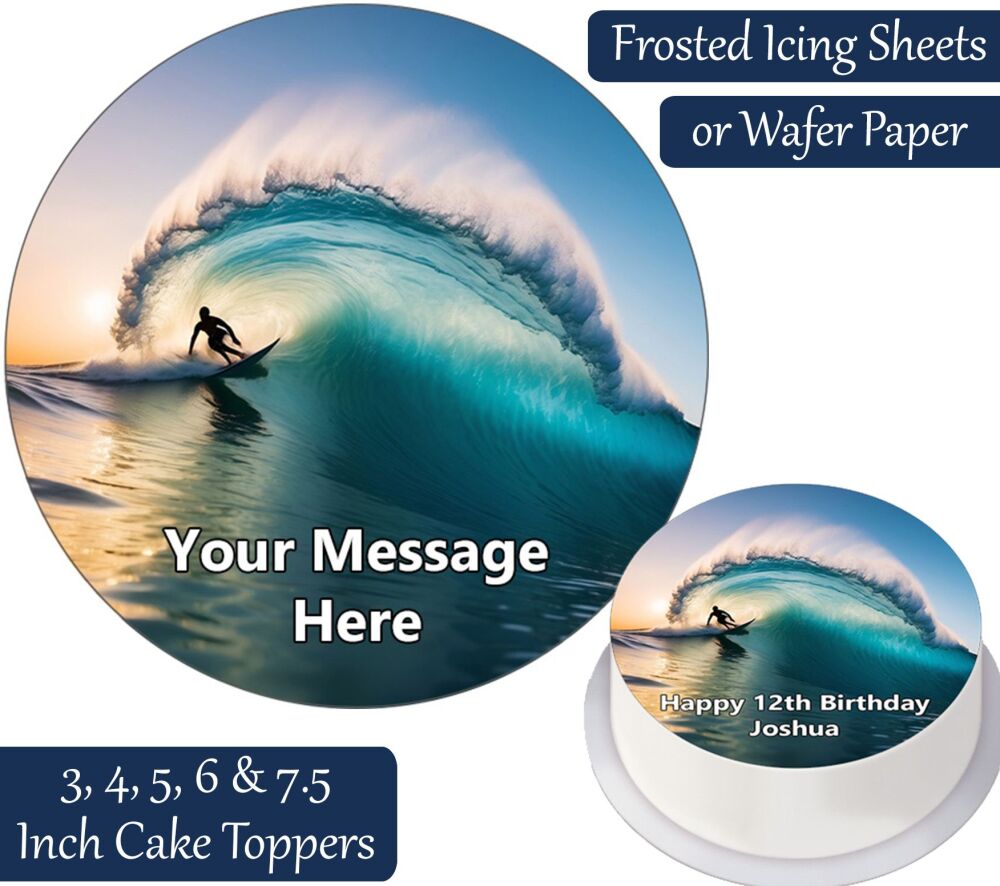 Surfing Personalised Cake Topper