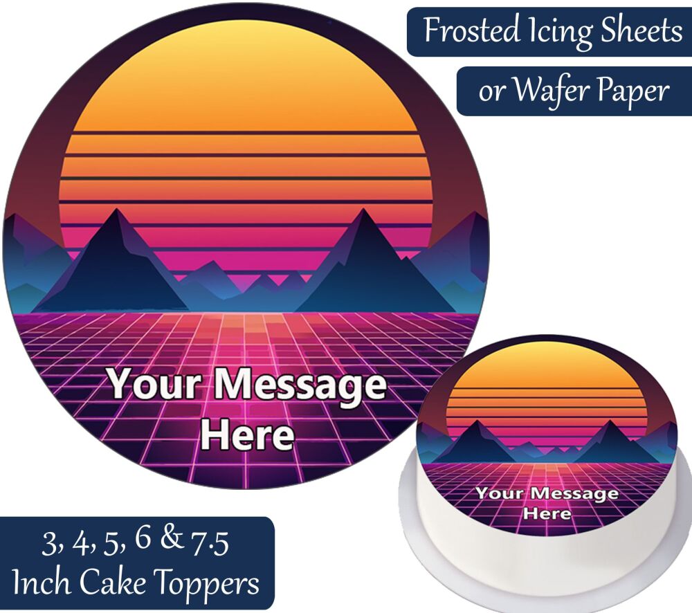 Synthwave Personalised Cake Topper