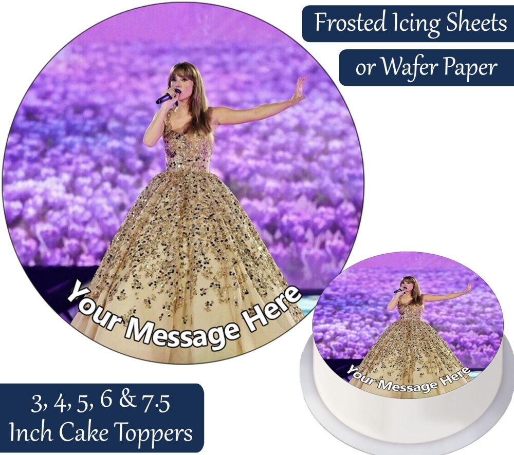 Taylor Swift Gold Dress Personalised Cake Topper