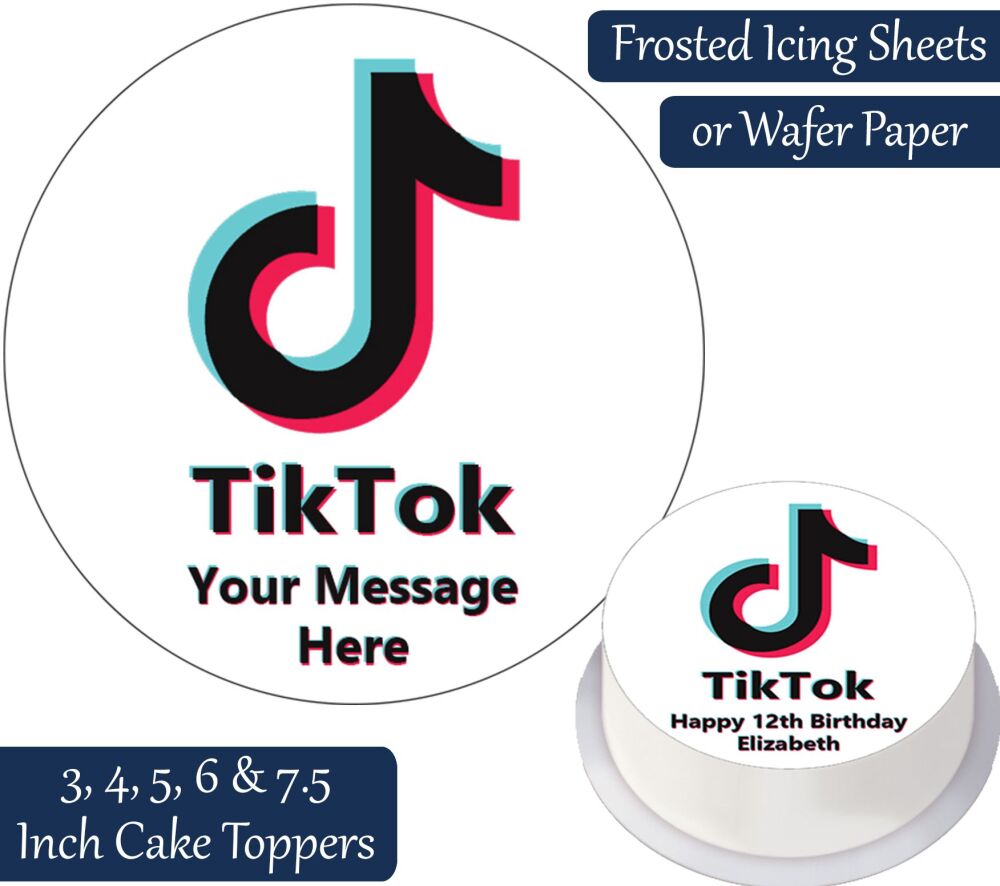 TikTok (Plain White Background) Personalised Cake Topper