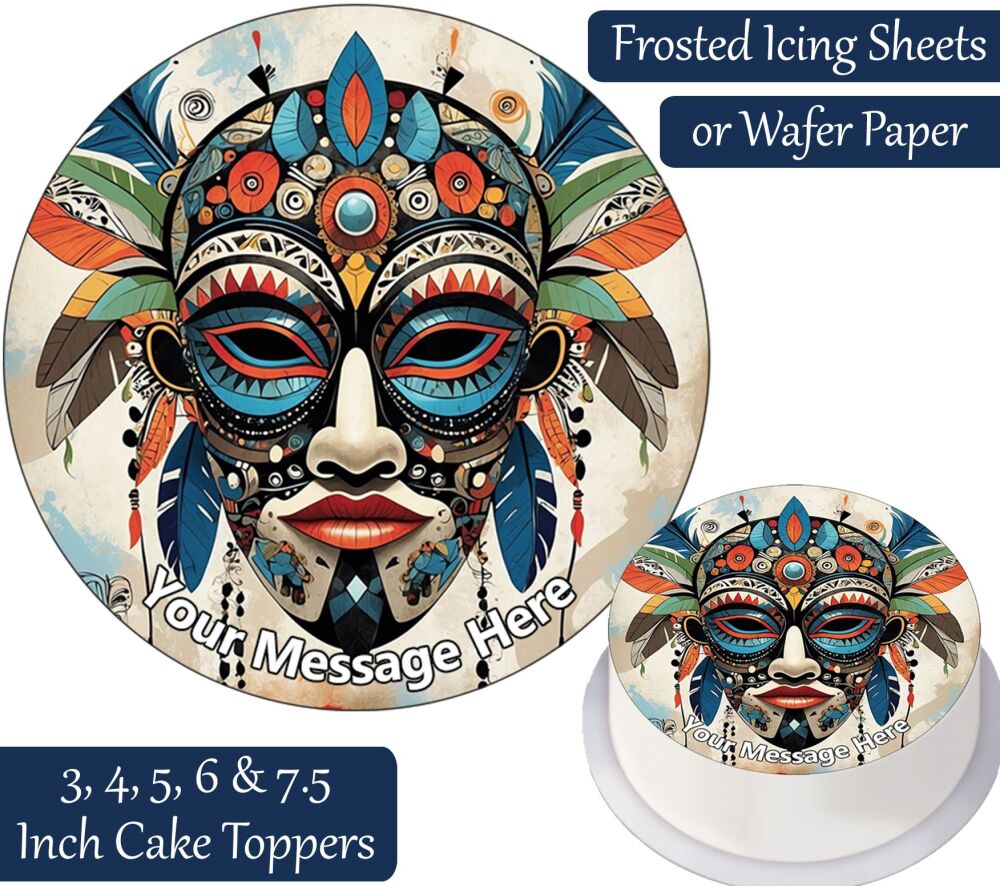 Tribal Mask Personalised Cake Topper
