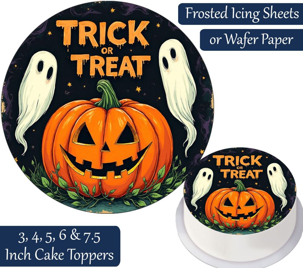 Trick or Treat Pumpkin Personalised Cake Topper