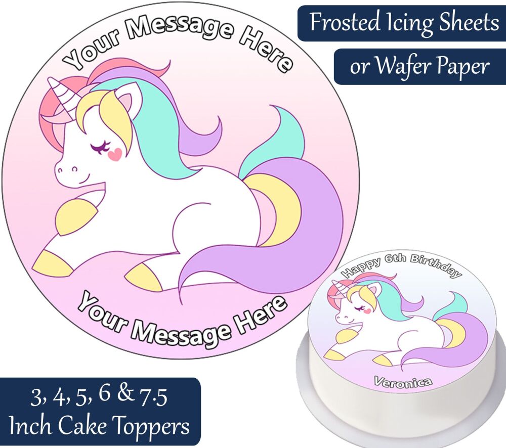 Unicorn Colourful Personalised Cake Topper