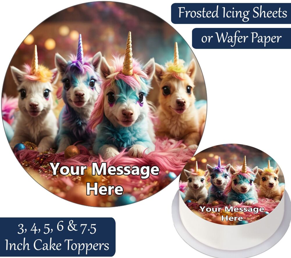 Unicorn Family Personalised Cake Topper