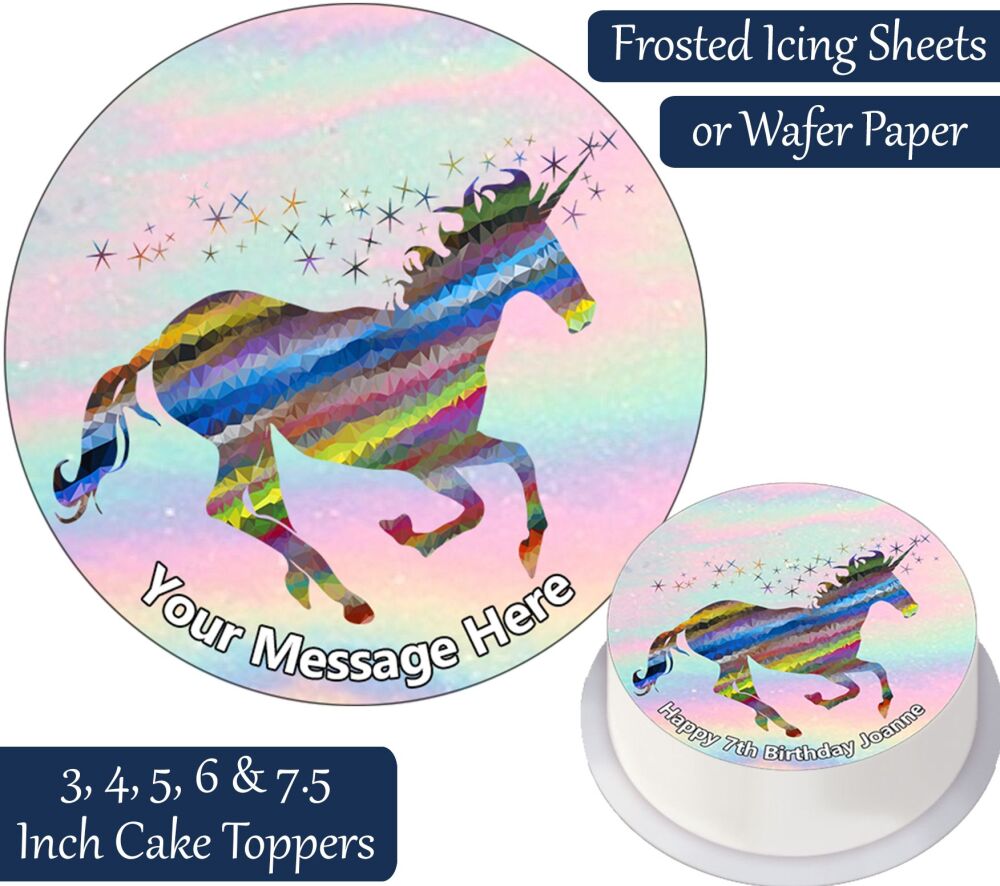 Unicorn Rainbow Personalised Cake Topper