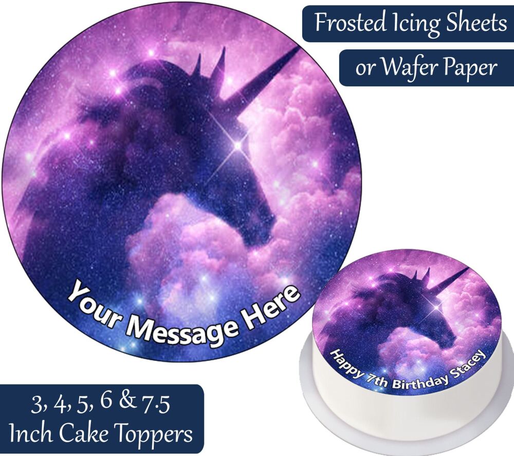 Unicorn Space Personalised Cake Topper