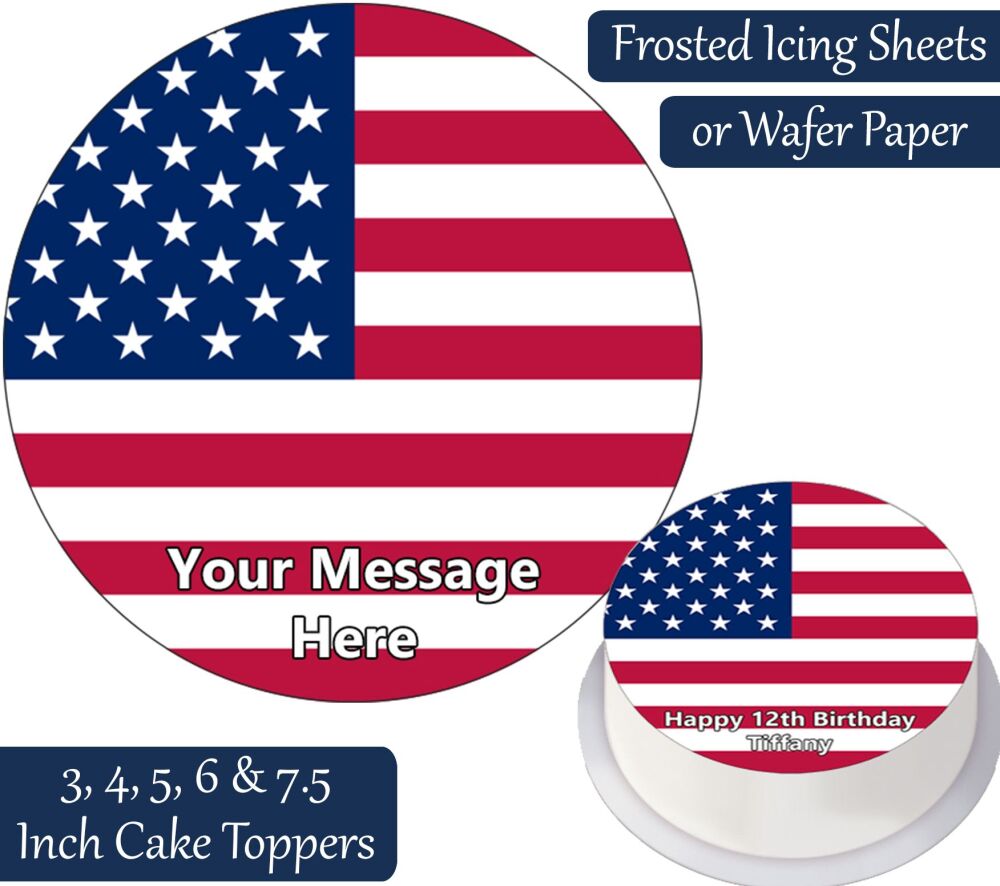 United States Flag Personalised Cake Topper