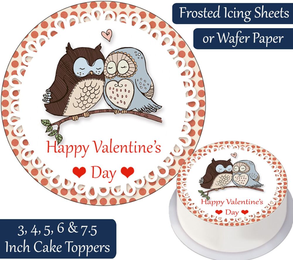 Valentines Owl Couple Personalised Cake Topper
