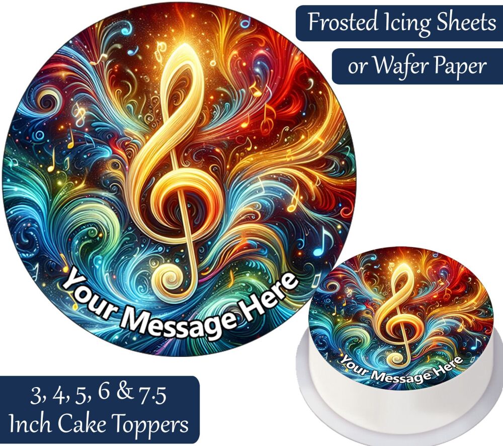 Vibrant Treble Clef Personalised Cake Topper