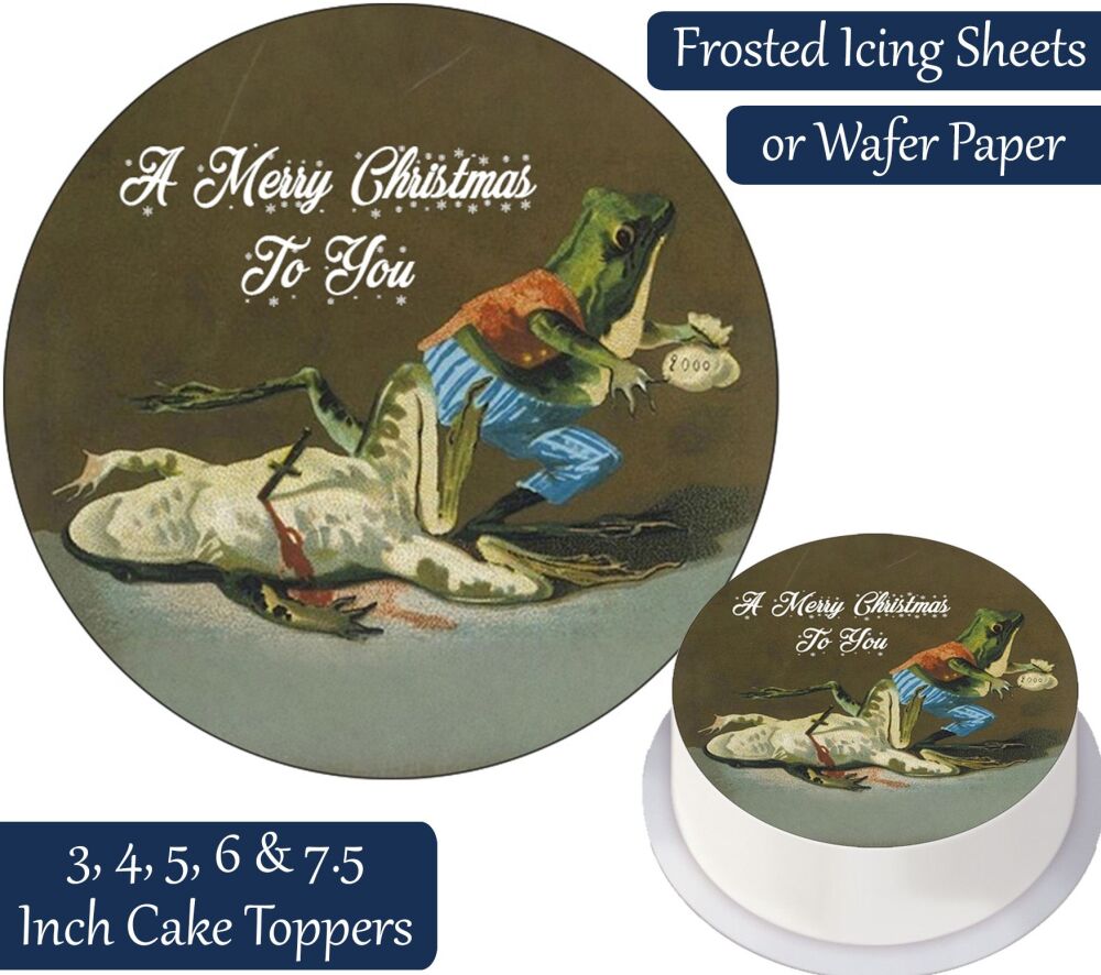Victorian Christmas Frogs Personalised Cake Topper