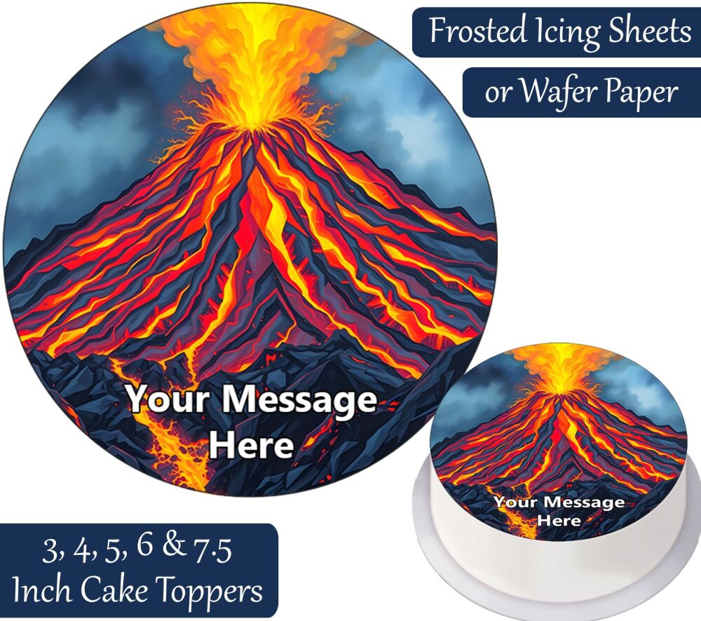 Volcano Eruption Cartoon Personalised Cake Topper