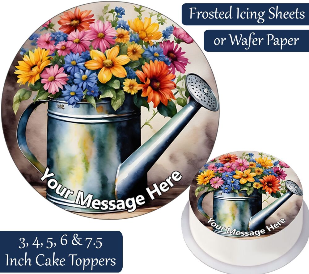 Watering Can Flowers Personalised Cake Topper