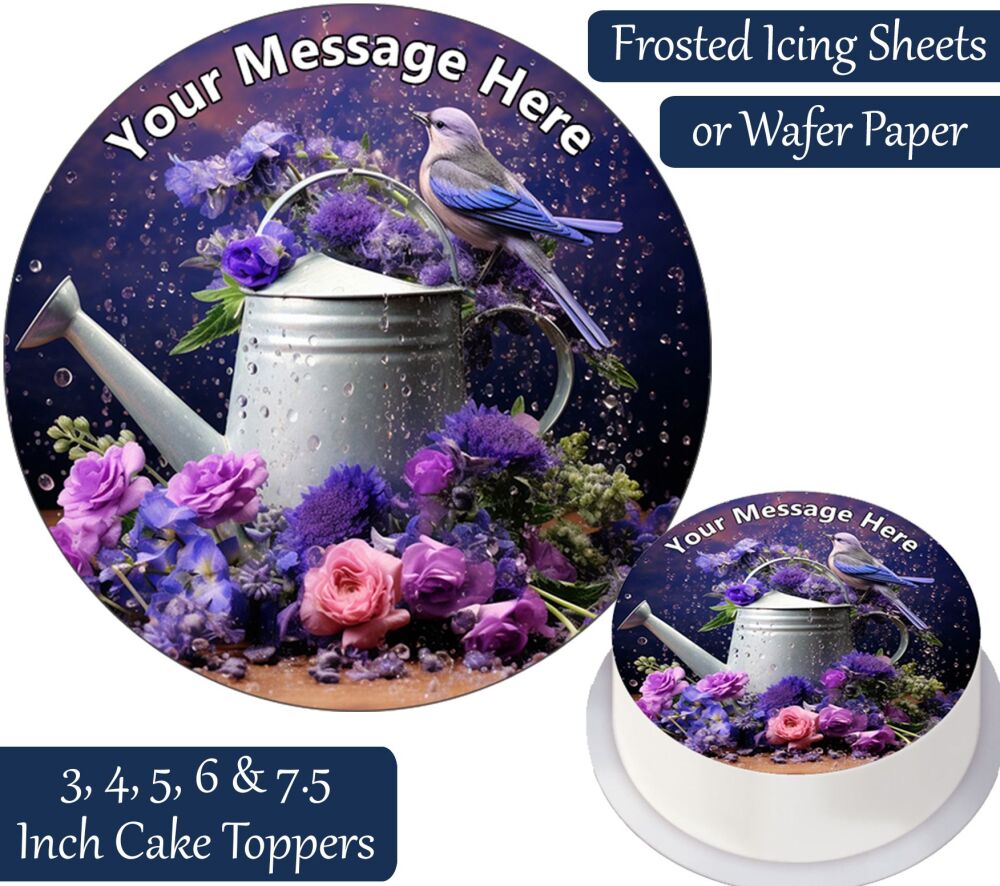 Watering Can Purple Personalised Cake Topper
