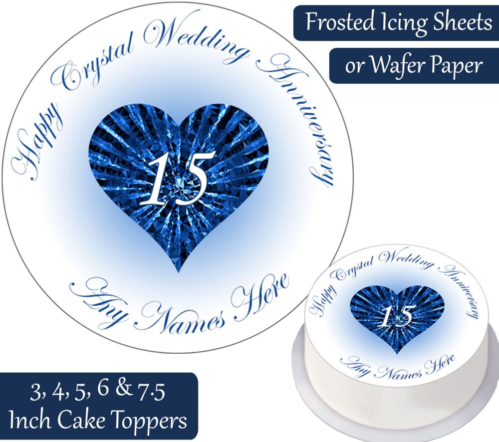 Wedding Anniversary - Crystal - Personalised Cake Topper