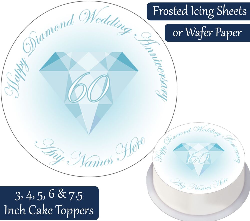 Wedding Anniversary - Diamond - Personalised Cake Topper