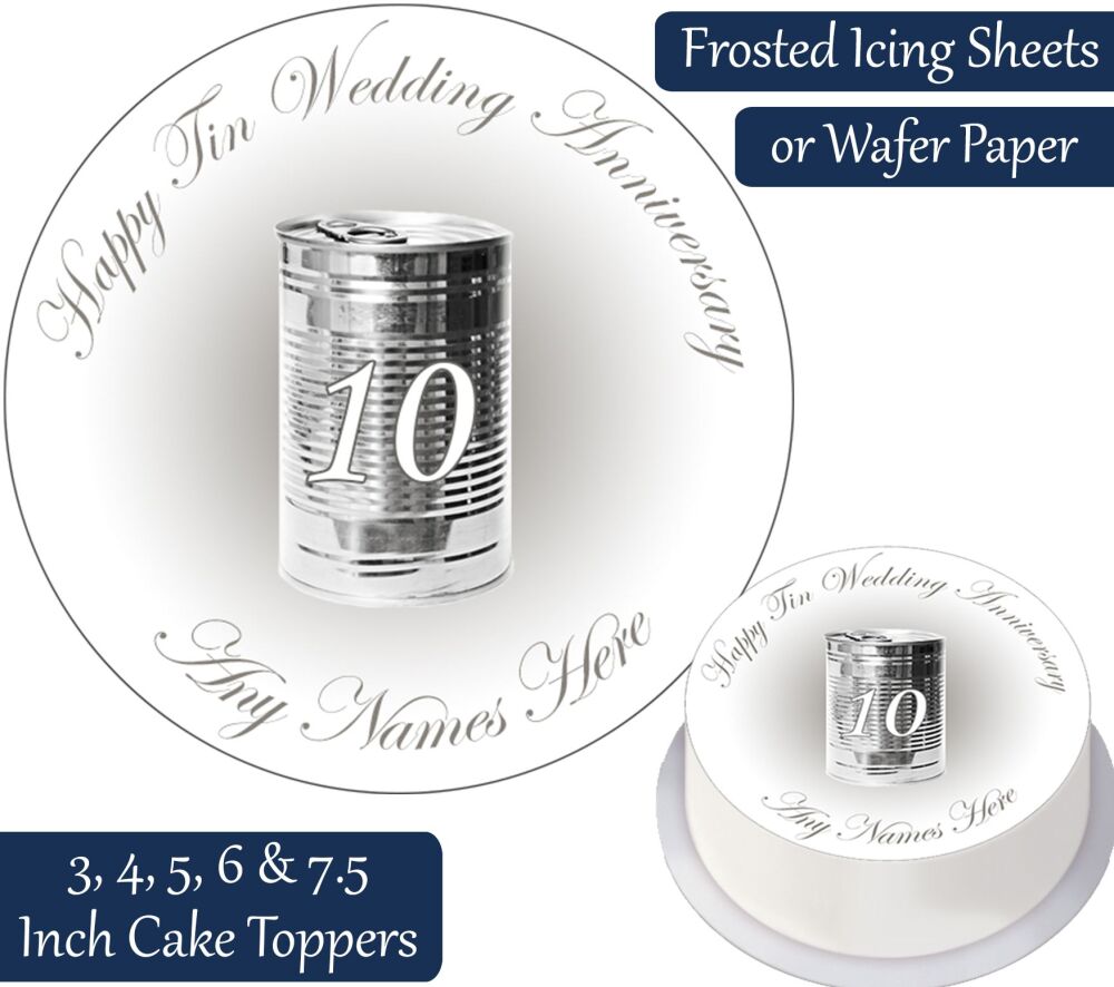 Wedding Anniversary - Tin - Personalised Cake Topper