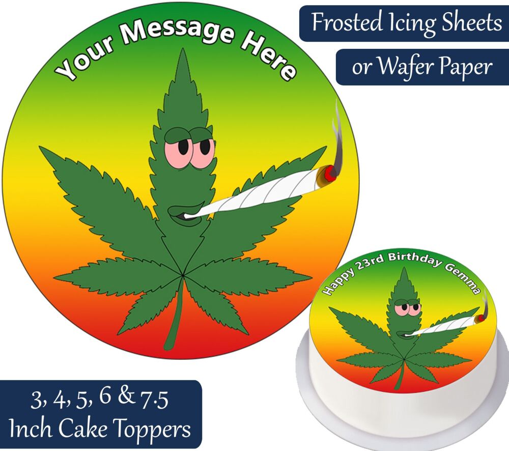 Weed Leaf Personalised Cake Topper