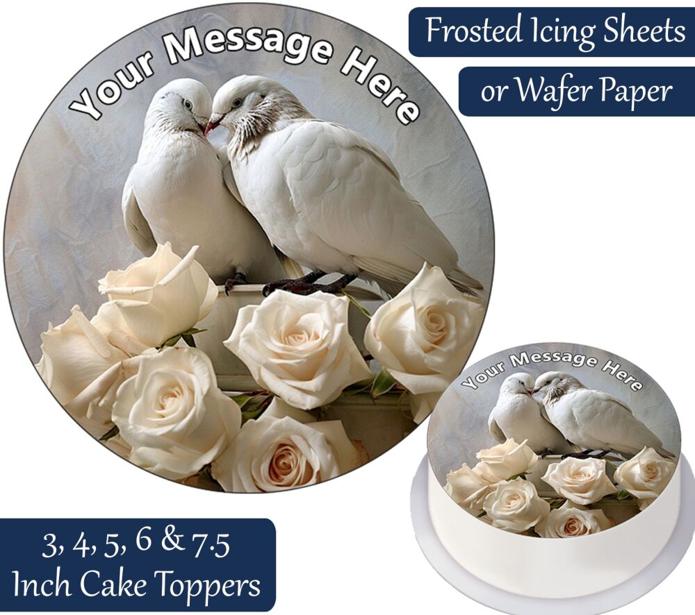 White Doves Personalised Cake Topper
