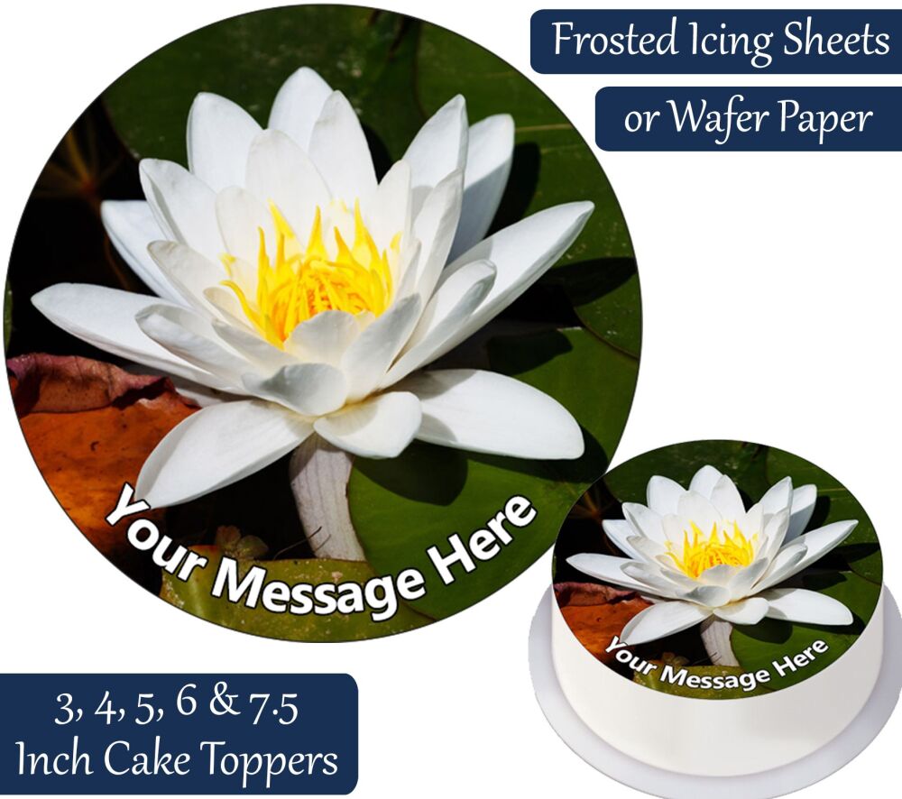 White Lotus Flower Personalised Cake Topper