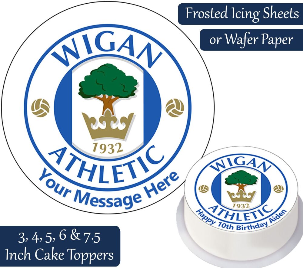 Wigan Athletic Football Personalised Cake Topper