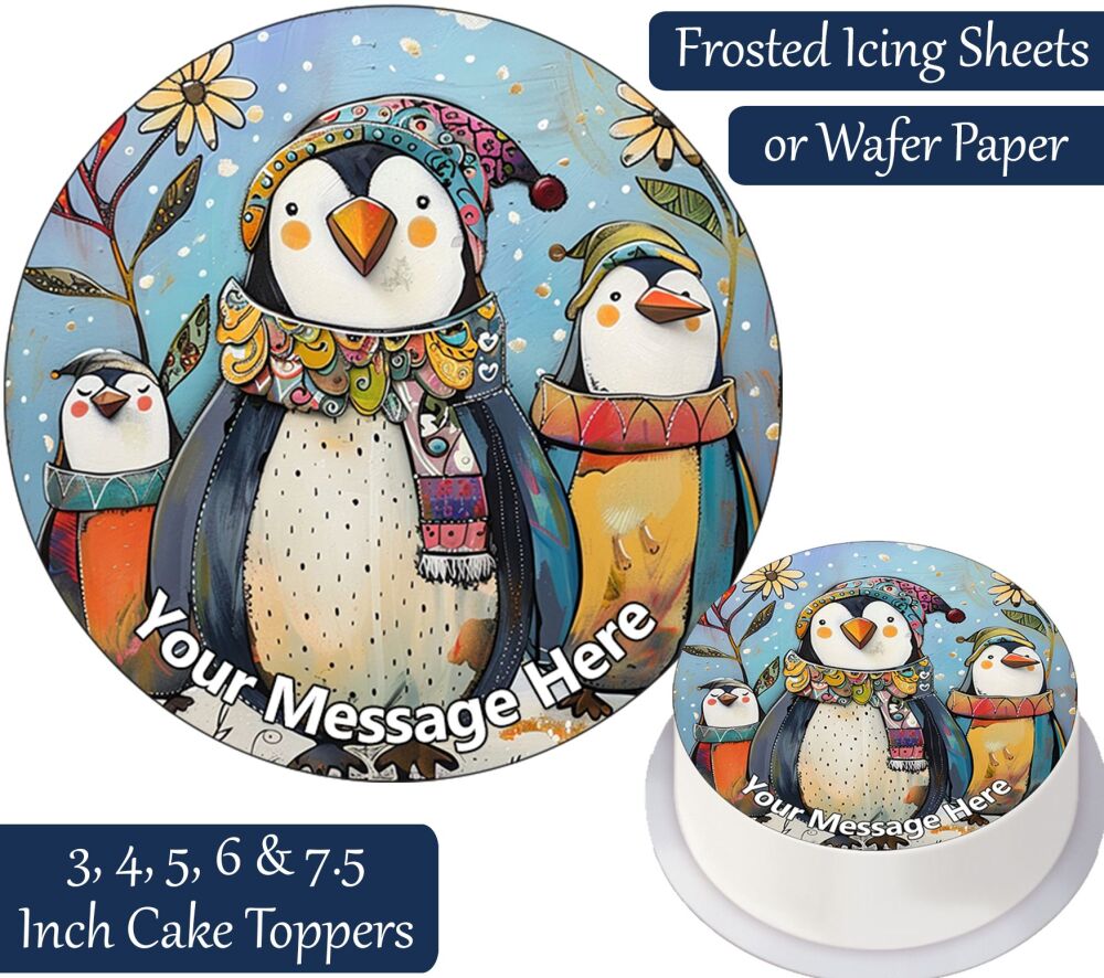 Winter Penguins Personalised Cake Topper