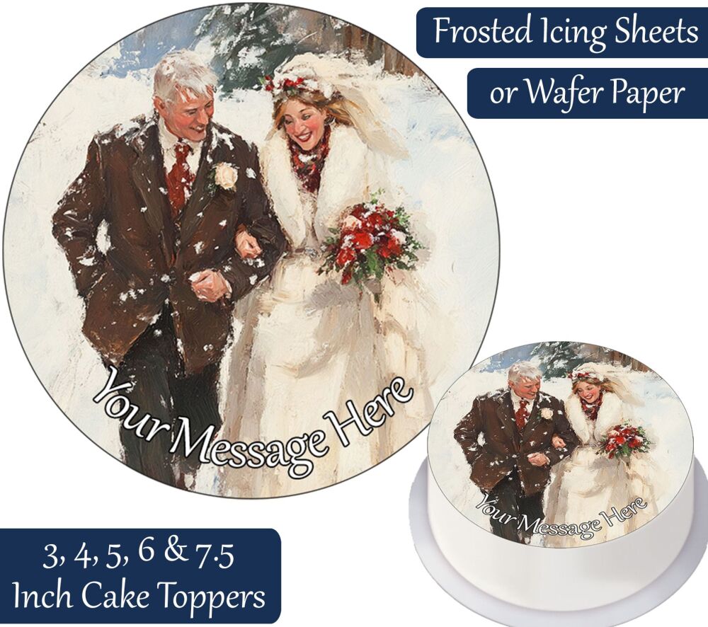 Winter Wedding Couple Personalised Cake Topper