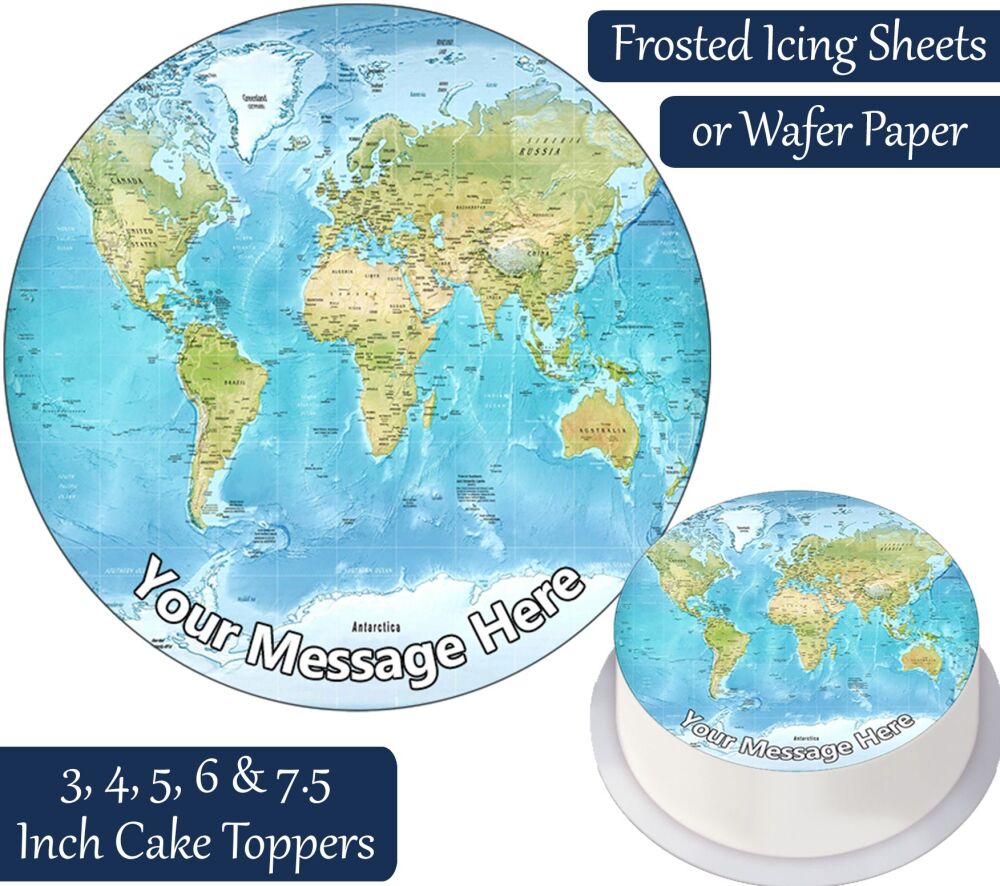 World Map Personalised Cake Topper
