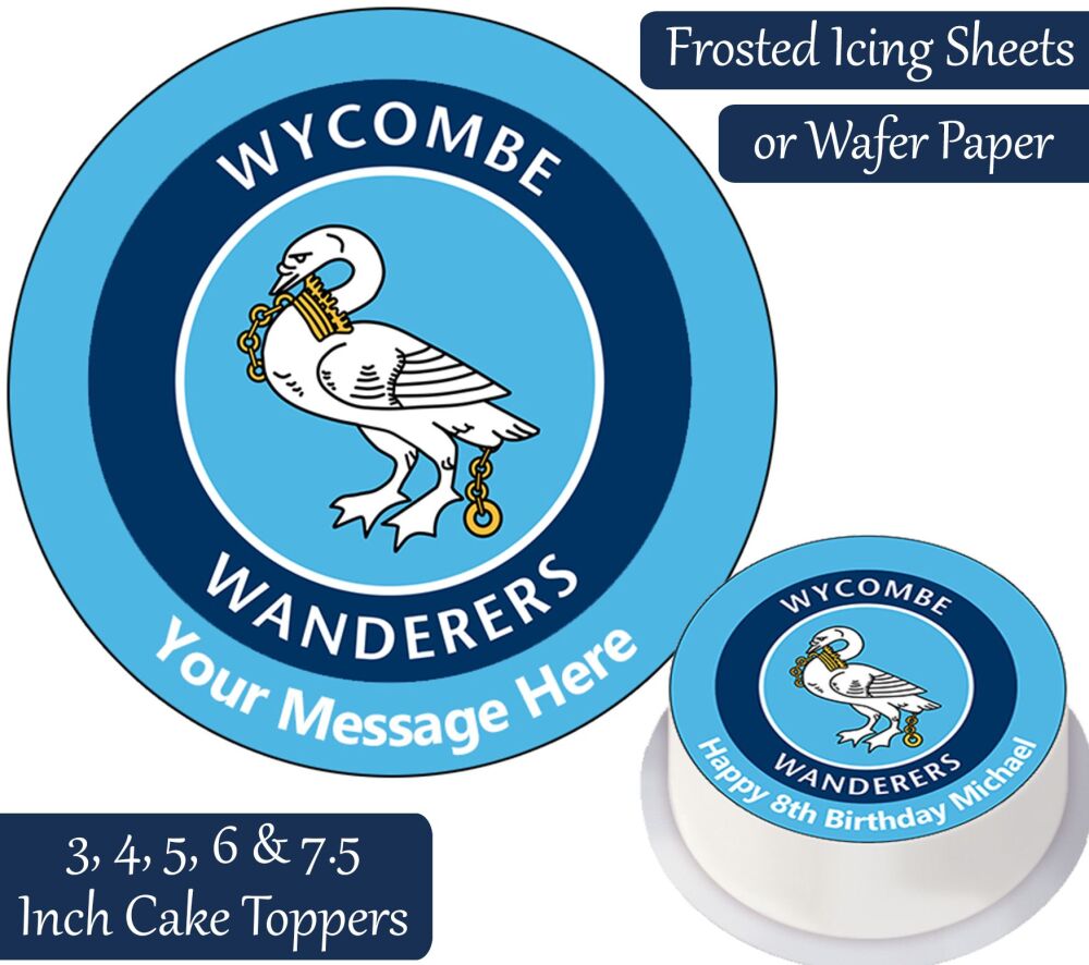 Wycombe Wanderers Football Personalised Cake Topper