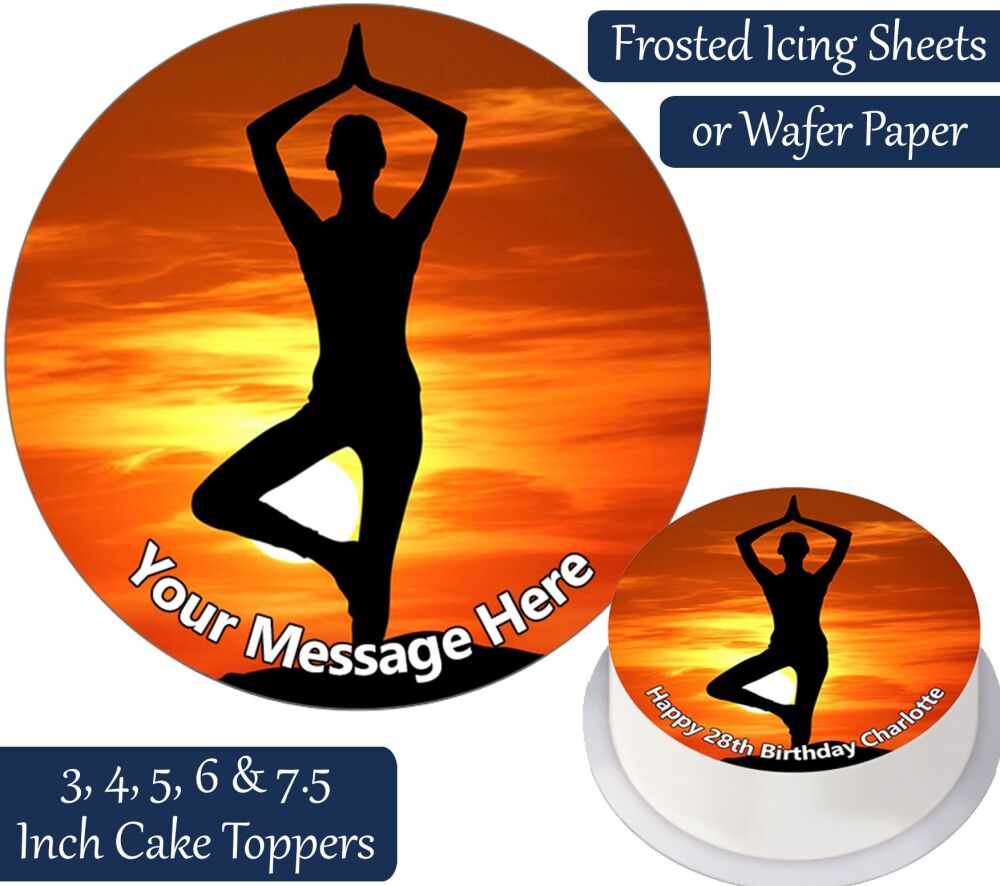 Yoga Sunset Personalised Cake Topper