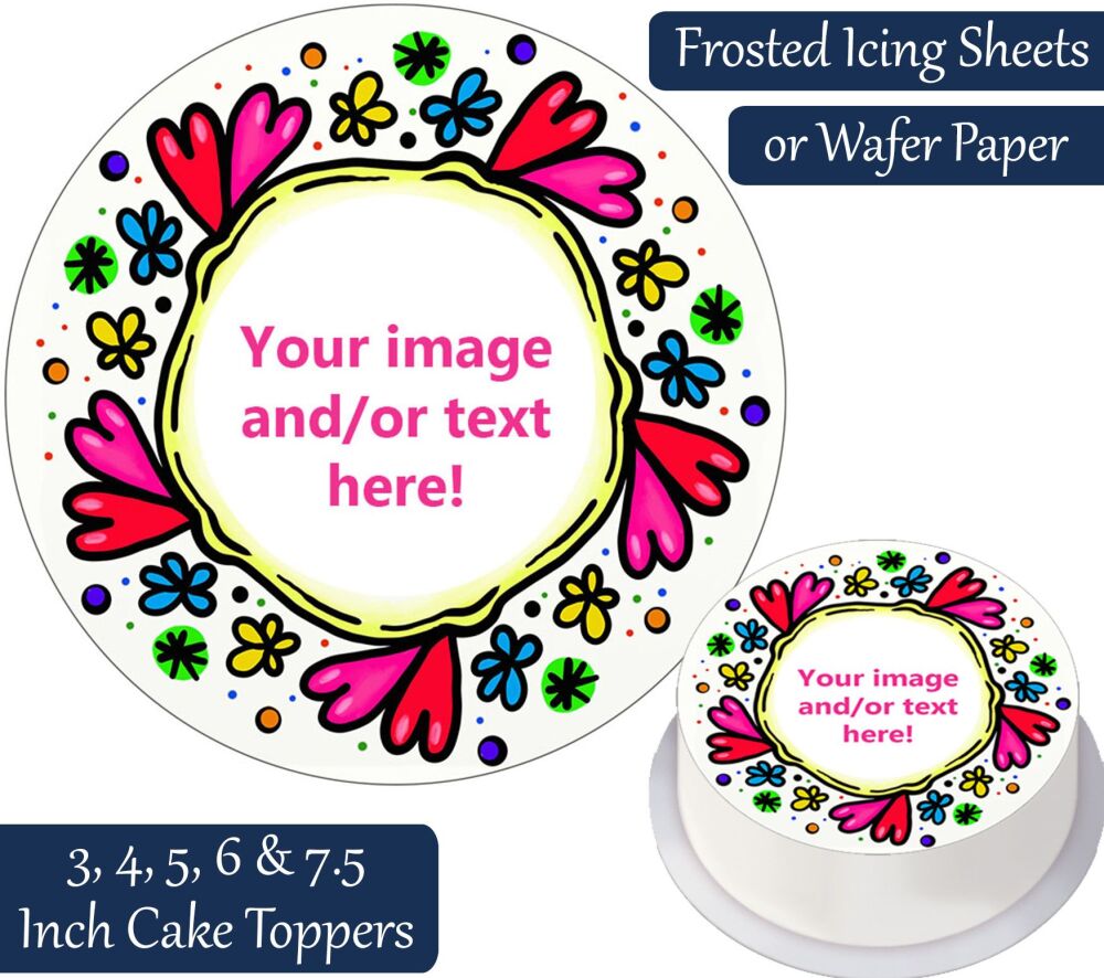 Your Own Personalised Photo - Heart Frame - Round Cake Topper
